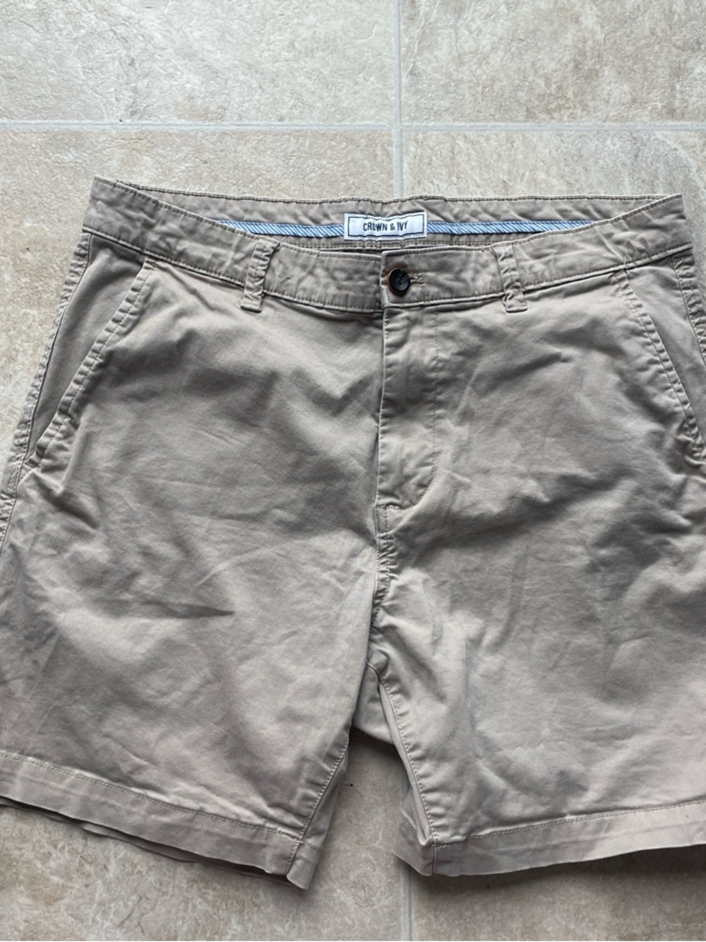 Crown & Ivy Griffin Chino Shorts Size 34 Flat Front Casual Summer